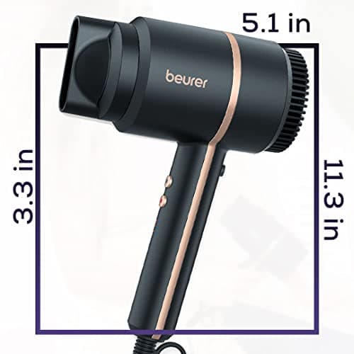 Beurer HC35 Compact Hair Dryer 1500-Watt Blow Dryer Ionic Technology Reduces Frizz Lightweight and Portable Travel Hair Dryer with 4 Temperature and 3-Speed Settings & Cold Air Function (Black) 9