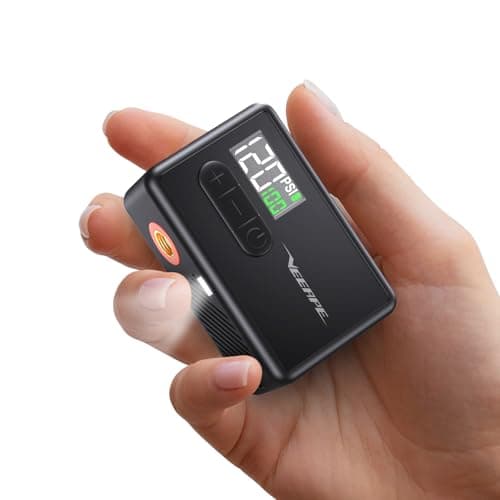 VEEAPE Tiny Pump Mini Bike Tire Pump - Max 120PSI Portable Electric Bicycle Pump with Fast Inflation Auto Stop - Bicycle Inflator with Presta and Schrader Valve for E-Bikes & Various Bicycles Balls