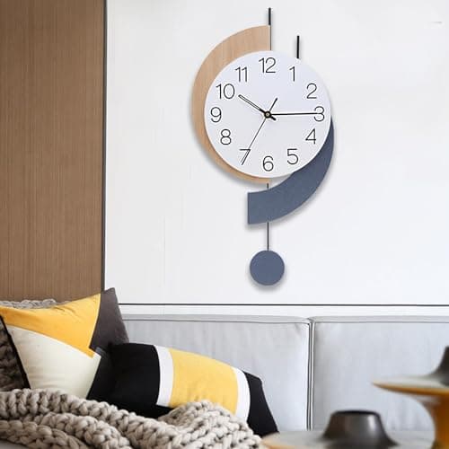 Dankeit Decorative Silent Quartz Wall Clock with Pendulum, Battery Operated, Large for Living Room, Kitchen, Home, Bathroom, Bedroom - 11.5x22.5 Inch 7