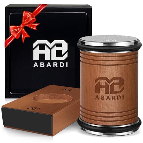 Abardi Rolling Knife Sharpener, Knife Sharpening with Diamonds Made Easy, Knife Sharpeners Kit with 15 & 20 Degree Magnetic Angle, Kitchen Gadgets Birthday Gifts for Men Dad Husband Fathers (Walnut)