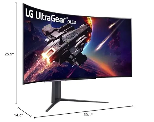 LG 45GR95QE-B Curved Ultragear Gaming Monitor 45-Inch (3440 x 1440) OLED Display, 240Hz Refresh Rate, 0.03ms GtG Response Time, NVIDIA G-SYNC Compatible, Contrast Ratio 1.5M:1, Black 18