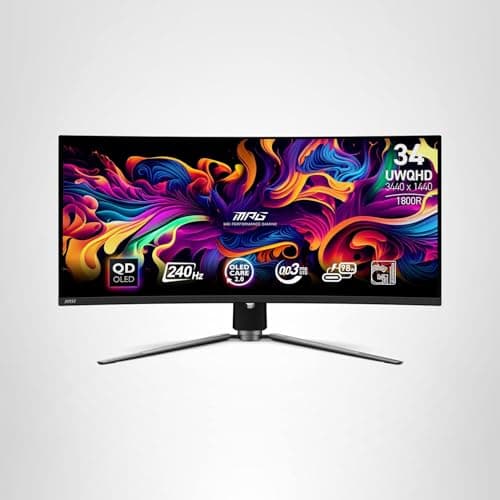 msi MPG 341CQPX QD-OLED 34-inch Curved OLED Gaming Monitor, 3440 x 1440 (UWQHD), 0.03ms Response time, 240Hz, True Black HDR 400, HDMI, DP Port, USB Type C, Tilt, Height Adjustable 11