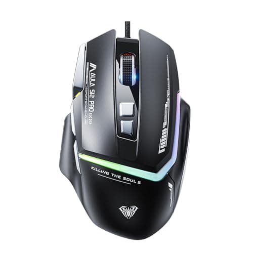 AULA S12Pro Wired Gaming Mouse,12800 DPI Optical Gamer Mouse with RGB Backlit,8 Programmable Buttons,Software Supports DIY Keybinds Rapid Fire Button