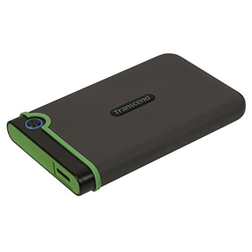 Transcend StoreJet 2TB Rugged External Hard Drive, USB3.1(5Gbps) Portable HDD w/One Touch Auto-Backup Button/Anti-Shock Resistant/Compact&Lightweight/Lightning-Fast Speeds, Iron Gray - TS2TSJ25M3S