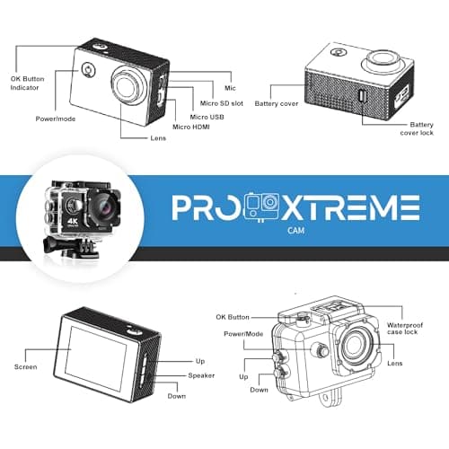 Pro Xtreme 4K Action Camera - Ultra HD Waterproof Camera Video Camera with Wi-Fi, 170° Wide Angle Lens, Image Stabilization, Multiple Mounting Options - Perfect Underwater Camera Snorkeling 8