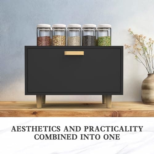 LOHASOK Modern Black Bamboo & Metal Large Rectangular Bread Box with Flip Top Hinge, Lightweight, Water Repellent, Requires Assembly 5