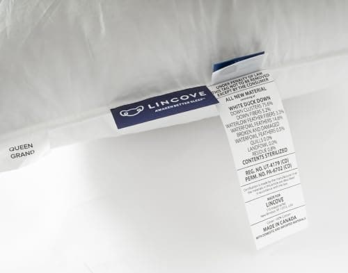 Lincove Cloud Natural Canadian Down and Waterfowl Feather Pillow, White Luxury Sleeping Pillow - 625 Fill Power, 500 Thread Count Cotton Shell, Made in Canada, Standard - Soft, 1 Pack 6