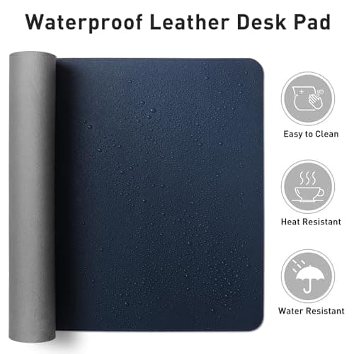 Aothia Leather Desk Pad Protector, Mouse Pad, Office Desk Mat, Non-Slip PU Leather Desk Blotter, Laptop Desk Pad, Waterproof Desk Writing Pad for Office and Home(Dark Blue,31.5" x 15.7") 6