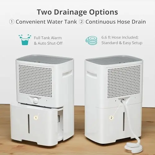 Kesnos 4,500 Sq. Ft. Energy Star Dehumidifier for Home, 52 Pint Dehumidifier with Drain Hose for Basement, Bedroom, Bathroom, Room, Featuring Front Display, 24H Timer and Auto Defrost Function 6