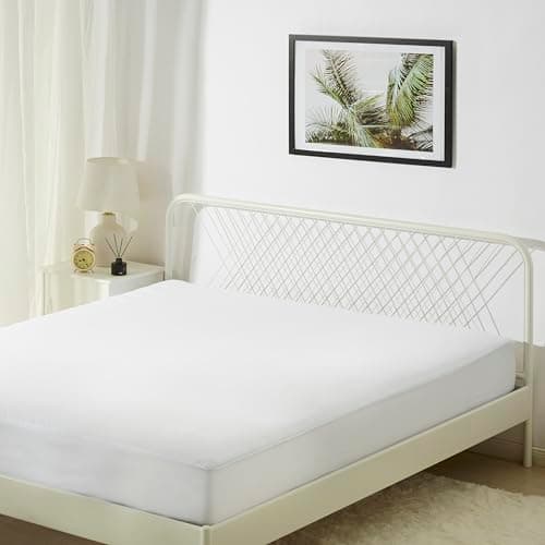 Amazon Basics Waterproof Mattress Protector, Bed Bug and Dust Mite Barrier, King, White