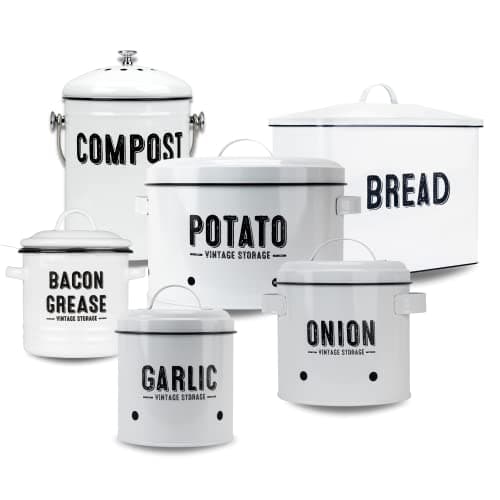 Granrosi Large Farmhouse Bread Box with Metal Lid - White 7