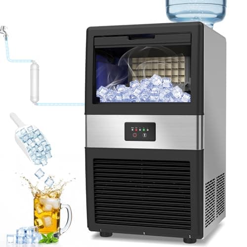 Commercial Ice Maker Machine 90LBS/24H with 18LBS Storage Bin, Stainless Steel Under Counter Large Ice Machine, 2 Water Inlet Modes, Freestanding and Built in Ice Maker for Bars, Home and Offices