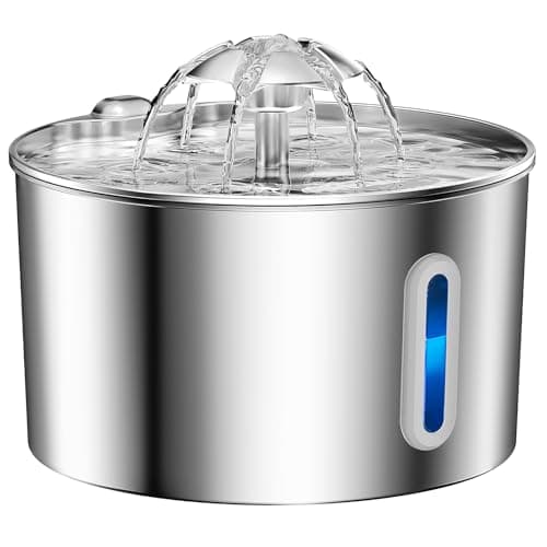 Cat Water Fountain Stainless Steel - 74oz/2.2L Pet Gift Dog Water Dispenser Automatic Silent Cats Dispenser for Drinking Indoor Metal Kitty Spout Fountains with 3 Filters & 3 Sponges Cat Dogs Gifts 9