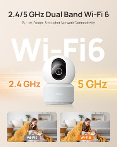 Anona 4K UHD Indoor Camera, Pet/Dog/Baby Security Camera with Phone App, 360°Pan-Tilt, 5G/2.4G Dual-Band Wi-Fi 6, Auto-Tracking, Person/Pet/Baby Crying Detection, Privacy Mode, Two-Way Audio, 2 Pack 5