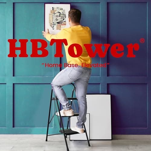 HBtower 3 Step Ladder, Step Stool with Wide Anti-Slip Pedal, Step Ladder Folding Step Stool for Adults, Lightweight Steel Portable ladders for Home Kitchen 7