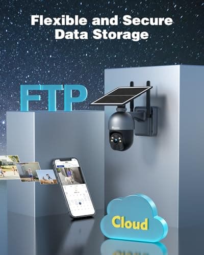 Ctronics 3K 5MP Solar Security Camera Outdoor Wireless, 6W Solar Panel, Sound-Light Alarm, PC/App, Auto Tracking, Color Night Vision, PIR Human Detection, 128 TF/Cloud/FTP, IP66 8