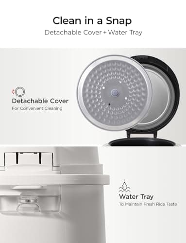 CUCKOO Basic Rice Cooker 10-Cup Uncooked / 20-Cup Cooked, Large Rice Maker and Warmer with Nonstick Inner Pot, Easy to Use with Auto Keep Warm, Includes Steam Tray, White (CR-1095) 5