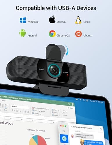RUWBY Full HD 1080P Webcam with Built-in Dual Mics, Wide-Angle Lens, Privacy Cover, Tripod Stand, Autofocus Computer Camera, Plug and Play for Desktop PC or Laptop 6