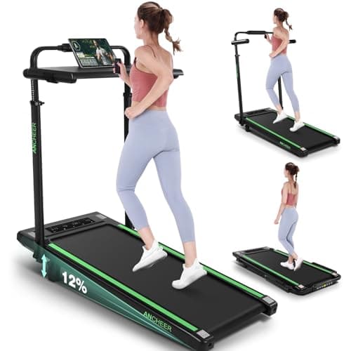 Walking Pad Treadmill with Desk Workstation,3.5 HP Foldable Treadmills with 15% Incline & Handle Bar,450lbs Capacity,2s Folding,Ultra-Quiet,Small/Compact Under Desk Treadmills for Home Ofiice