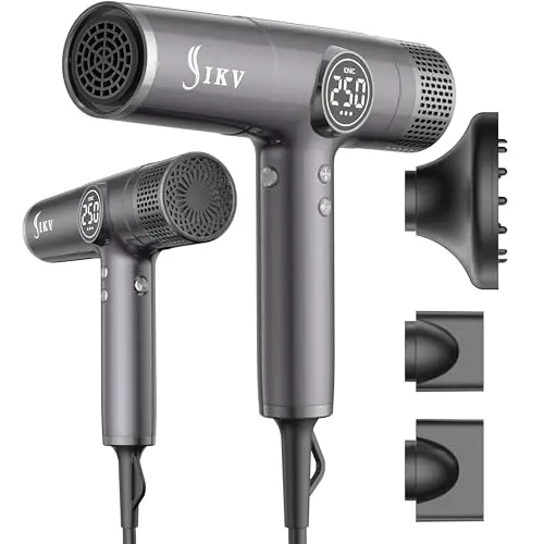 Travel Hair Dryer with Diffuser, 110V-240V Dual Voltage High-Speed Ionic Hair Dryers, 2200W Fast Drying, Lightweight, Low Noise, No Hair Damage