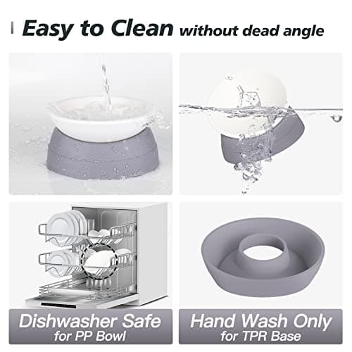 Ravitat Elevated Cat Food Bowl - Adjustable, Anti-Slip & Anti-Noise, Protects Pet's Spine, Thickened Plastic, 17 Oz 6