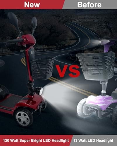 30 Mile Range Travel Foldable Mobility Scooters for Adults,4 Wheel Electric Motorized Scooter for Seniors Oversize XL 4-Piece Set with USB and Cell Phone Holder,Red Mirage S1 9