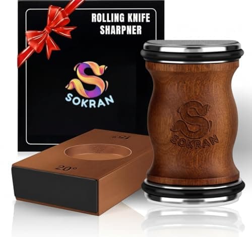 Rolling Knife Sharpener- Diamond Knife Sharpening Kit- Professional Magnetic Sharpening System- Circular Knife Sharpener Roller with Fixed Angle Support 12° 15° 2° 25°