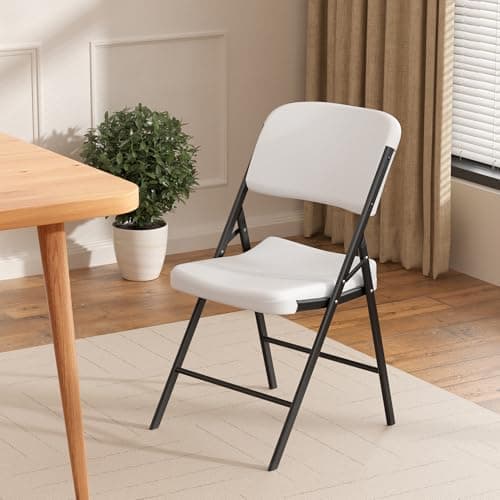 Elevon Folding Chairs Heavy Duty Plastic Chairs with 350-Pound Capacity for Home Office Camping Kitchen Dining Wedding Party Event Picnic, White, 2-Pack 2