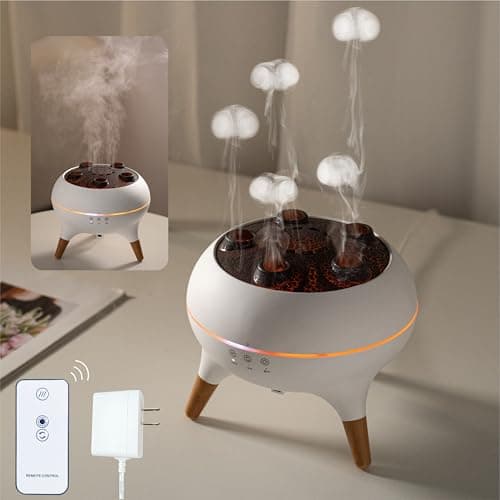 AChoice4U Essential Oil Diffuser 250ML Dancing Jellyfish Aromatherapy Diffuser Humidifier with 7 Colors LED Lights,Remote Control,Plug in for Bedroom,Office (White)