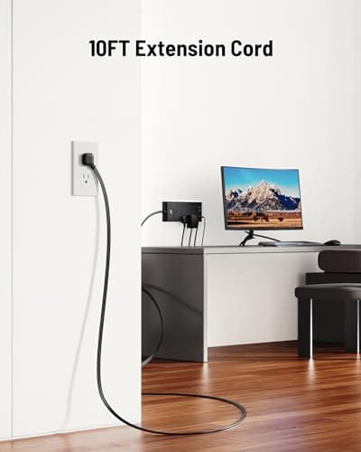 Surge Protector Power Strip 4800J, LeZone 10Ft Long Extension Cord Flat Plug, 12 Outlets 2 USB C 2 USB Ports, Wall Mountable, 20W Desk Charging Station, Black 5