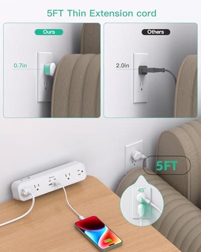 PD30W Desk Clamp Power Strip, Desktop Mount Surge Protector, Fast Charging Station, 5Ft Extension Cord Desk Edge Mount Shelf with 4 Outlets 4 USB Ports (2 USB C), Home Office Accessories Essentials 6