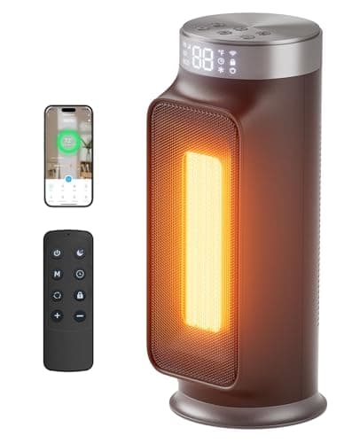 1500W Space Heaters for Indoor Use, Smart PTC Electric Heater with Wifi/App & Remote Control, 24H Timer, 90° Oscillation, Overheat and Tip-Over Protection, 5 Modes for Home Office Bedroom Bathroom