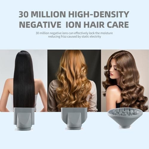AIKO PRO Salon Ionic Hair Dryer, 1800W High-Speed Foldable Travel Blow Dryer, Brushless Motor for Fast Drying & Frizz Control, 3 Temps & 3 Speeds, Lightweight, Portable & Quiet with 3 Magnetic Nozzles 7