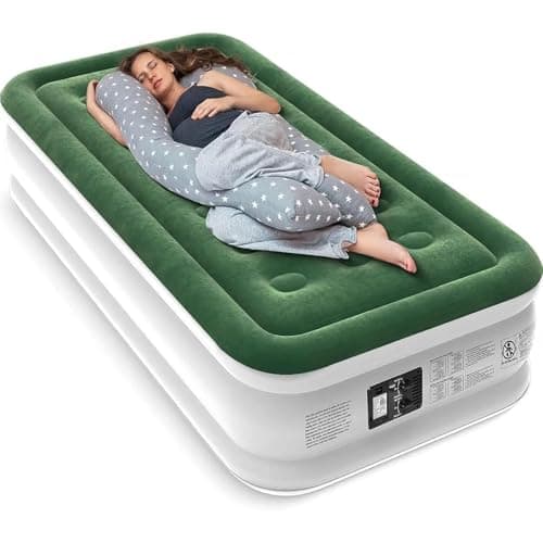 Zearna Air Mattress with Built in Pump - Upgraded Twin Blow Up Mattress, 2 Mins Quick Self Inflatable with Double Air Chamber,18"/550lbs Max, Strong Support, for Camping,Home,Guests,Portable Travel