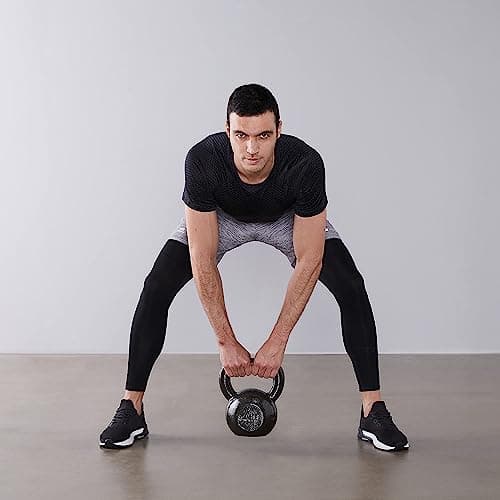 Amazon Basics Cast Iron Kettlebell for Strength Training, Textured Wide Handle, 50 Pounds, Black 6