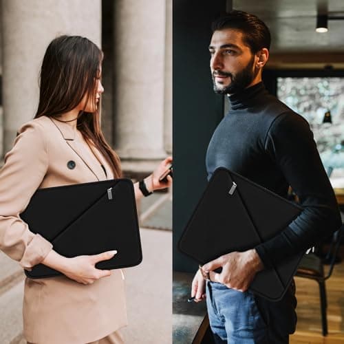 Laptop Sleeve Case 15.6 inch, Traveling Carrying Computer Sleeve Bag with Zippered Pocket, Shockproof Protective Laptop Cover Compatible for Apple Notebook, HP, Dell, Acer, Asus, Lenovo, Black 7
