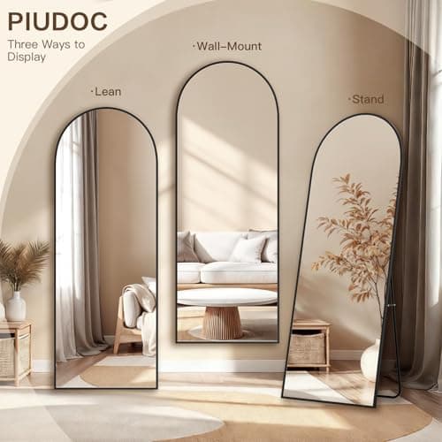 58"x19"Floor Mirror Full Length,Arched Full Length Mirror with Stand,Full Body Mirror,Hanging or Large Leaning for Bedroom Living Room Black 6