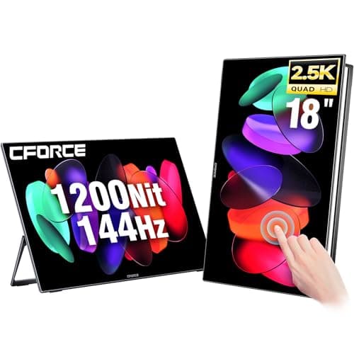 c-force 18" (Mini LED) Portable Monitor 2.5K 2560x1600 144Hz QHD Travel-Portable Laptop Touch Screen, 100% DCI-P3, 1200cd/m², HDR1000, External Monitor for Laptop Phone PS5 Switch, VESA & Metal Body