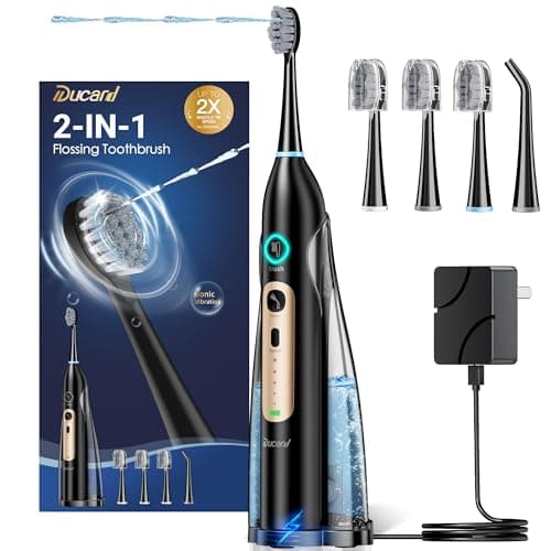 Ducard Electric Toothbrush with Water Flosser Combo,4 Brush Heads