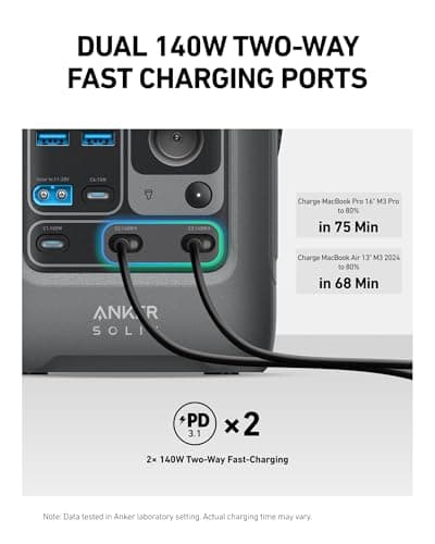 Anker SOLIX C300 DC Power Bank Station, Outdoor 288Wh Portable Power Station, LiFePO4 Battery, 300W Solar Generator, for Camping, Traveling, and Emergencies (No Wall Charger Included) 5