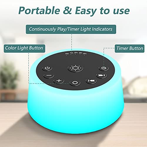 Color Noise Sound Machines with 10 Colors Night Light 25 Soothing Sounds and Sleep White Noise Machine 32 Volume Levels 5 Timers Adjustable Brightness Memory Function for Adults Kids Baby 5