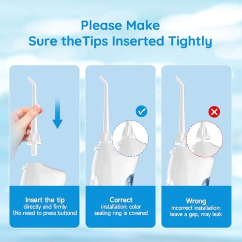 Mornwell Water Dental Flosser Teeth Pick for Teeth, Portable Cordless Water Flossers Oral Irrigator with 10 Intensity 4 Jet Rechargeable IPX7 Waterproof Water Tank Flosser Electric Travel (White) 8