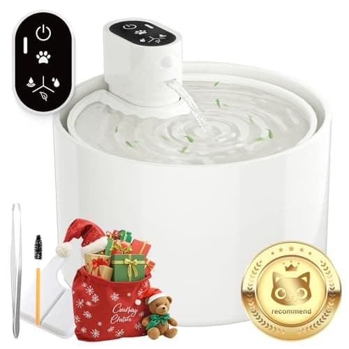 Ceramic Cat Water Fountain,Cat Water Fountain Cordless Battery Operated 78oz/2.3L with Motion Sensor, Ultra Quiet Pump BPA-Free for Cats, Dogs, Multiple Pets