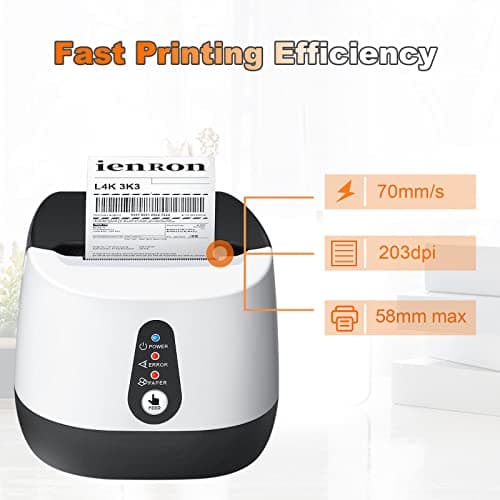 ienRon Thermal Receipt Printer, 58mm Max-Width POS Printer with High-Speed Printing and Advanced Thermal Technology, Support ESC/POS Window Linux Operating System Printing 5
