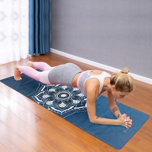 SNAKUGA Travel Yoga Mat, Non Slip Exercise Suede Mat with Carry Bag, All-Purpose Fitness Mat with High Density Anti-Tear Surface for Women, Ideal for Pilates Workout (72'' x 24'' x 1.5mm Thick) 7