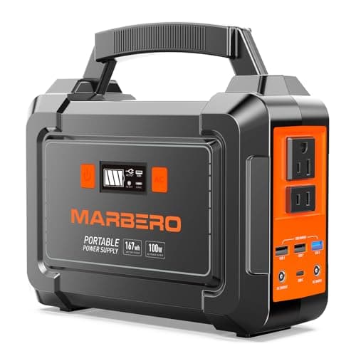 MARBERO Portable Power Station 100W Camping Solar Generator 167Wh Power Bank with AC Outlet 110V with Multi-Output LED Flashlights for CPAP Home Camping Hurricane Emergency