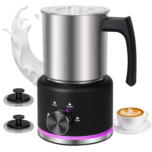 ByNaRIX Milk Frother, 4-IN-1 Electric Milk Frother and Steamer, 17 OZ Stainless Steel Milk Frother Dishwasher Safe, Durable Silent Working Frother for Coffee, Hot and Cold Foam Maker, Black