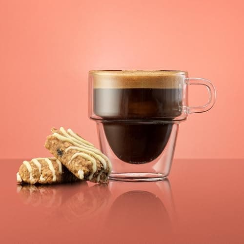 JoyJolt Stoiva Double Wall Insulated Espresso Glass Cups – 5 oz. (150 ml) Shot Cup with Handle – Stackable Thermal Clear Glass Cups, Fit for Espresso Machine and Coffee Maker – Set of 4 5