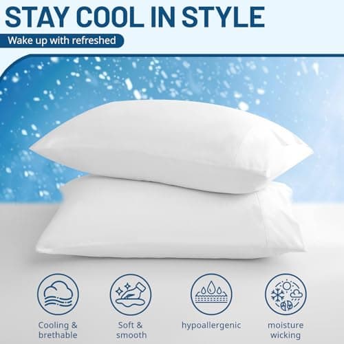Bedlifes 100% Cotton Pillow Cases Standard Size-Egyptian Cotton Pillowcases Set of 2 -Queen-Organic Breathable Soft Cooling Cotton Pillow Covers for Hot Sleeper-20”X30”-White 5