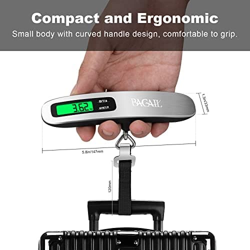 BAGAIL Digital Luggage Scale,110lbs Hanging Baggage Scale with Backlit LCD Display,Portable Suitcase Weighing Scale,Travel Luggage Weight Scale with Hook,Strong Straps for Travelers(Silver) 5